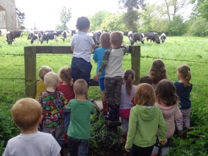 Children with cows